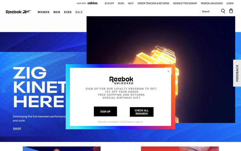 reebok official page